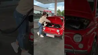 Fuel for the Fiat classic #cargirl #carshorts #car #shortsvideo #oldtimer #fiat500 #fiat #shorts