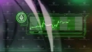 Virtual infographic of Ethereum growth activated by finger press.