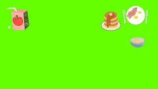 Apple Juice, Pancake, Eggs and Bacon, Cereal 🧃🍳🥓 🥣  Green Screen