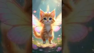 A magical orange kitten-unicorn with glowing wings 🌈🪽 #disneystyle #magic #fairytale #shorts