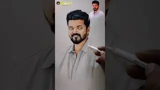 💥😱 Thalapathy vijay colour drawing ❤️ tamil art #ameerartist #trending #shorts #arts