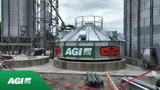 AGI grain bins under construction at Brooks Cardinal's farm on Live to Farm