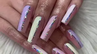 How To: Acrylic Nails Fill | Pastel Nails| Holographic Nails