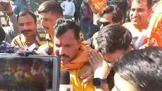 #Protest Road Blocked by Rashtriya Bajrang Dal after recent terror attack in Delhi.