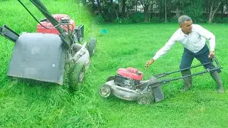 What a surprise !The lawnmower cut the grass in a second | Grass Cutting Machine - Honda Lawn Mower