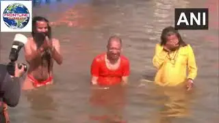 UTTAR PRADESH CM YOGI ADITYANATH & YOGA GURU BABA RAMDEV| HOLY DIP AT TRIVENI SANGAM IN PRAYAGRAJ