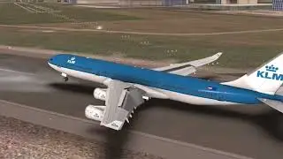 KLM Royal Dutch Airlines Airbus A340-200 Landing at Amsterdam Airport Schiphol; RFS