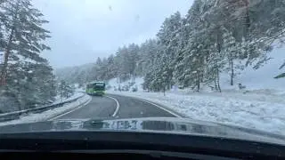 SNOWY DRIVE ❄️ Madrid Mountains POV (4K)