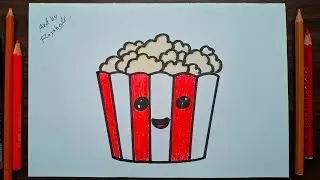 How To Draw Popcorn Easily||popcorn Cup Drawing