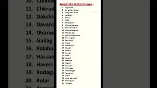 Karnataka District Names#shorts #indiancities