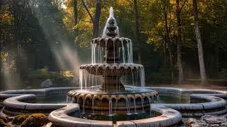 Morning Fountain Ambience 🌅 | Soft Piano & Flowing Water for Calm Focus (1 Hour, 4K)