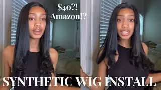 AFFORDABLE SYNTHETHIC WIG INSTALL!! ONLY $40!! Are amazon wigs worth it??