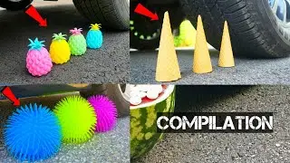 EKSPERIMEN: MOBIL vs BALON,SEMANGKA,SQUISHY,CONE ES KRIM | (EXPERIMENTS CAR COMPILATIONS) #ASMR