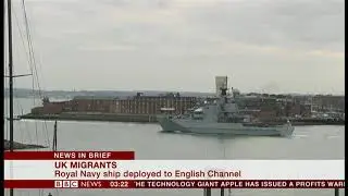 Migrant Crisis - Royal Navy ship deployed (English Channel) - BBC News - 4th January 2019