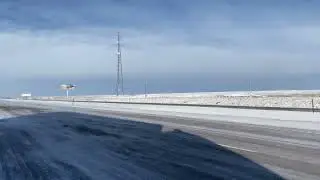 I-80 Wyoming Winter &ndash; Snow Drifting Across the Road