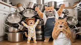Mama Cat Kitchen Tools Were Worn Out—So Ginger and Grandpa Cat Forged Her a Brand New Set 🔨🐾
