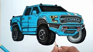 Drawing a Ford Raptor Truck &ndash; Off-Road Beast!🔥 | How to draw a Monster Truck | Ford Car Drawing