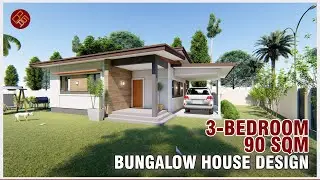 Simple Modern House Design - 90 SQM 3-BEDROOM BUNGALOW