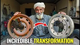 This Guy is Amazing at Replacing a Truck Broken Wheel Rim Plate With Very Few Tools