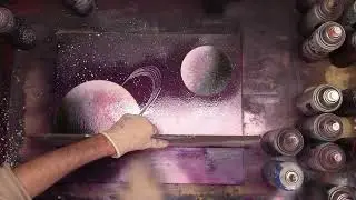 OCEAN SUNRISE On An ALIEN WORLD | Spray Paint Art Timelapse