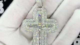 Rounded Layered Cross Baguette CZ Hip Hop Bling Pendant | Iced Out Jewelry