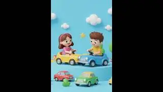 3D children playing with toy cars #AIart