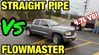 Dodge Dakota 4.7L V8: FLOWMASTER SUPER 10 против прямоточной выхлопной трубы!