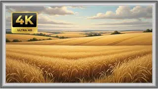 Golden Wheat Fields | Warm TV Wallpaper Art for Cozy & Elegant Spaces