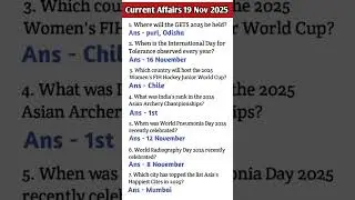 Current Affairs 19 Nov 2025 !! Daily News!! #currentaffairs #like #exam