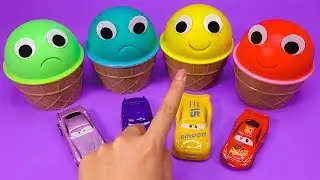 4 COLORS Play Doh Ice Cream Cups Super Cars Kinder Surprise Eggs Toys #2 | KiKi Toys