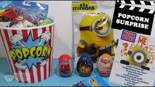 MINIONS Mega Big BLIND BAGS | SURPRISE EGGS | More TOYS Hidden In Huge Popcorn Bucket | Opening