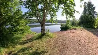 Hiking trails around Lake Fanny Hooe in Fort Wilkins State Park in Copper Harbor, Michigan