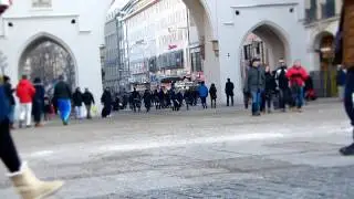 People on the crowded Karlsplatz Stachus square in Munich