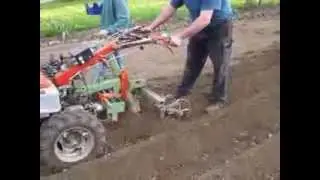Einachser Kartoffel Pflanzen /  Potato planting with walk behind tractor
