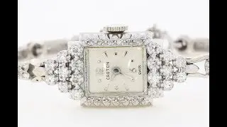 Croton Watch 14K Solid White Gold 1.00 CT Diamond 17 Jewel C.1950's ladies