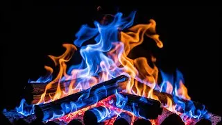 Cozy Blue Flame Fireplace in the Dark | Relaxing Fire Ambience for Night & Deep Rest