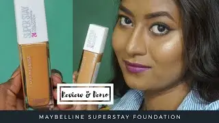 MAYBELLINE Superstay foundation Review, Demo & Wear test | 334 WARM SUN | Beauty Maven