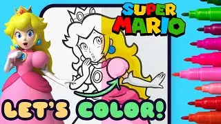 How to Color Princess Peach | Super Mario Coloring Page With Markers | Art For Kids