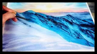Watercolor Snowy Mountains