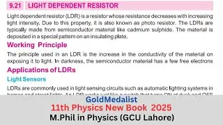 Light Dependent Resistors(LDRs) & its applications | Class 11 Physics New Book Unit 9 | Topic 9.21