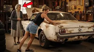 Alte Frau Weint Nachdem Eine Mechanikerin Den Mustang 1964 Ihres Verstorbenen Mannes Restauriert