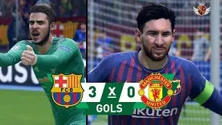 BARCELONA 3 x 0 MANCHESTER UNITED NO FIFA 19 - CHAMPIONS LEAGUE | MESSI DESTRUIU E COUTINHO FEZ GOL