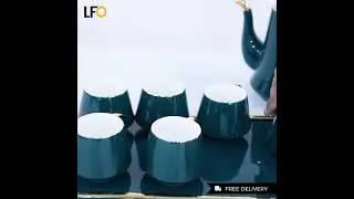 8 Piece Ceramic Teapot with Tea Cups and Tray