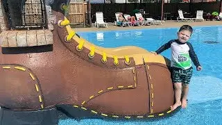 Family Fun Day riding Water slides at Water Park for Kids with Caleb & Mommy!