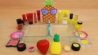 Strawberry vs Pineapple Mixing Makeup Eyeshadow Into Slime Special Series 195 Satisfying Slime Video