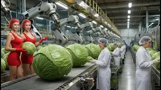 How It's Made: Cabbage Factory From Raw Cabbage to Fresh Ready To Eat Salad (Full Process)