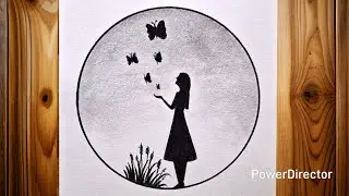 How to draw a Girl with Butterfly in night | Girl Drawing | Easy Drawing for Beginners 