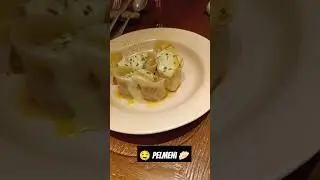 🥟 Russian Pelmeni with Sour cream and traditional Russian bread with butter 🇷🇺 #travel #russia