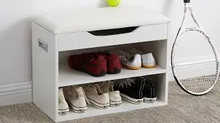 Yak About It&reg; Compact Shoe Rack Bench with Top Cushion - White