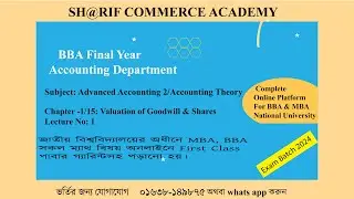 chapter -1: valuation of share and goodwill | lecture no -1 | advanced acc 2 | sharif sir